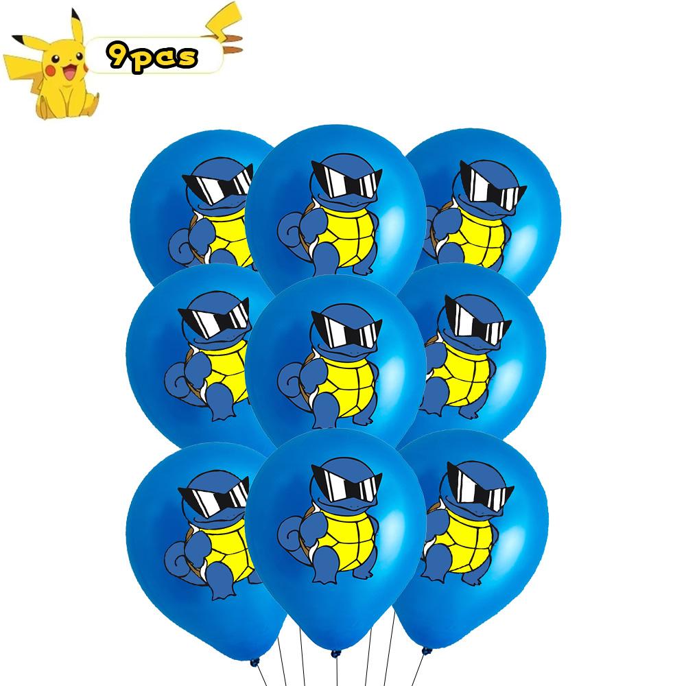 9/18pcs Pokemon Latex Balloons Birthday Decorations Cartoon Pikachu Squirtle Characters Children Baby Shower s Round Sensory Durable Bouncy Elastic