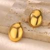 Bright Oval Egg Stainless Steel Earring for Women French Style Gold Color Stud Earring Wedding Anti Fading Jewelry Accessories