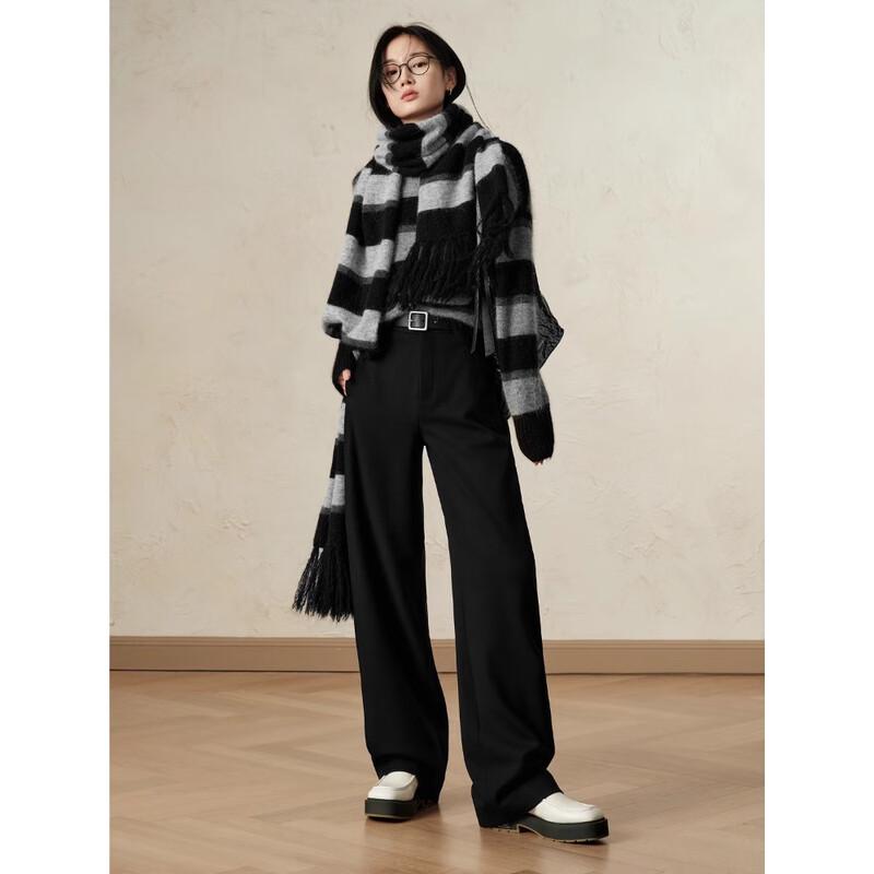 JiuZi An Na Kou Women's Drape Straight-Leg Commuter Pants