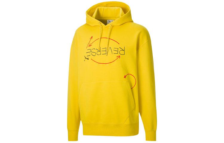 PUMA Sweatshirts Men s Bright Yellow Hooded Moderate Regular 530357-79 XS