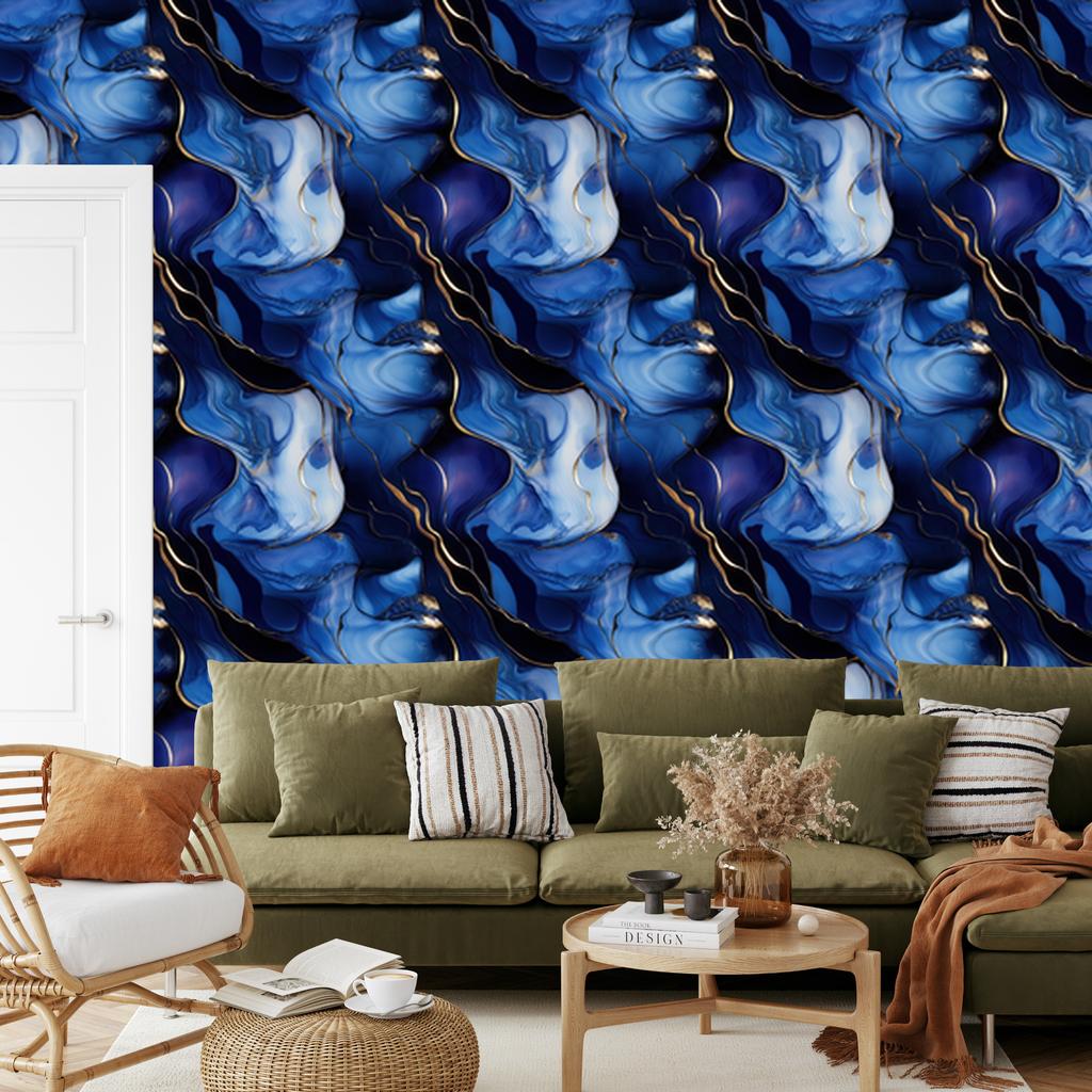 Wallpaper Ink blue, navy blue, black and azure 50x1000