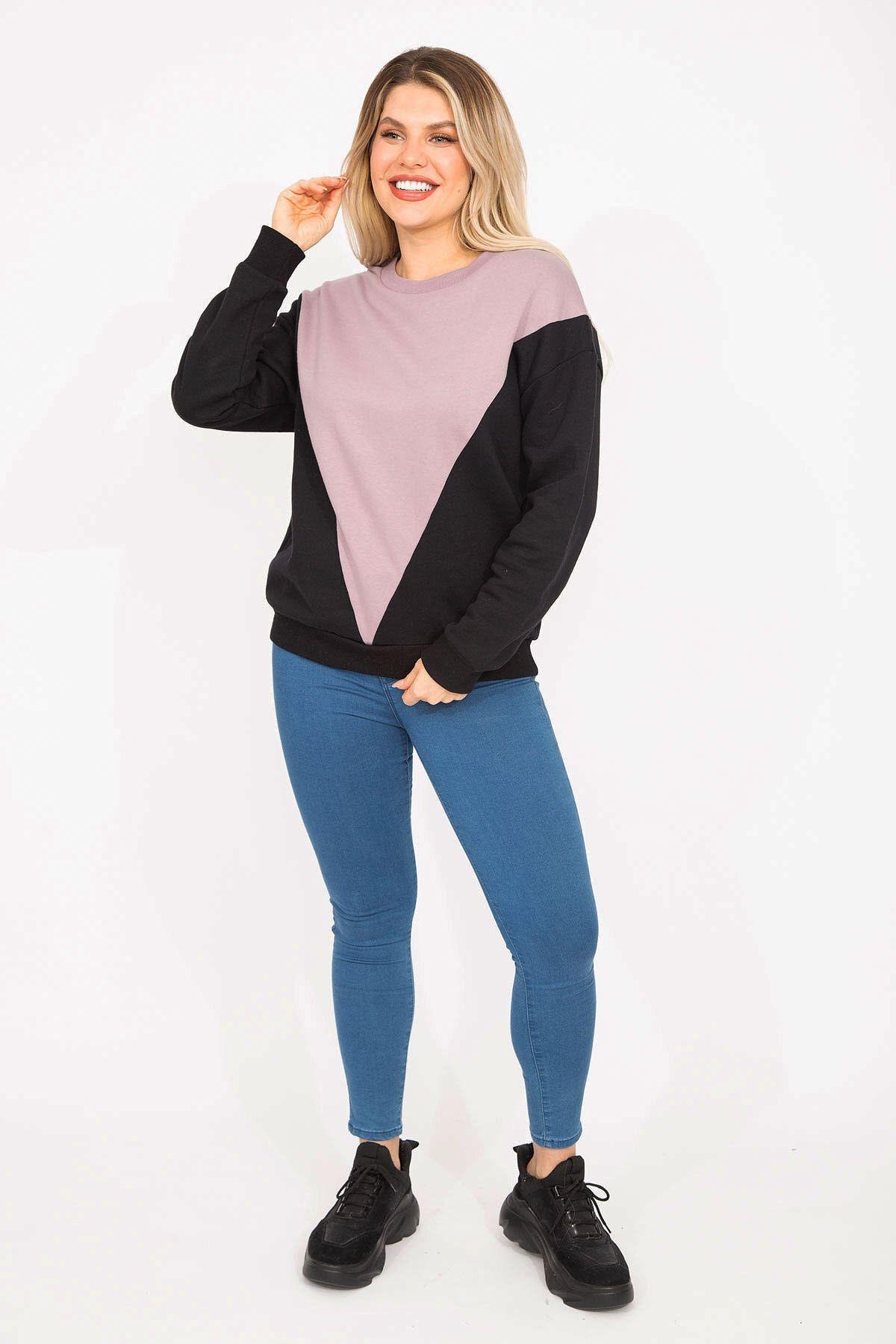 

Women s Style Big Size Sweatshirt Large Size Black Color Detailed Sweatshirt XL