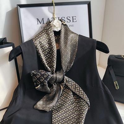 [Morušový hedvábí] Dvouvrstvý oboustranný hedvábný šátek s mašlí a elegancí, Dlouhý hedvábný šátek, Šátek pro ženy