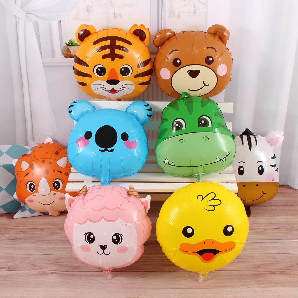 18" New Q Version Kids' Cartoon Animal Foil Balloon for Birthday Decorations