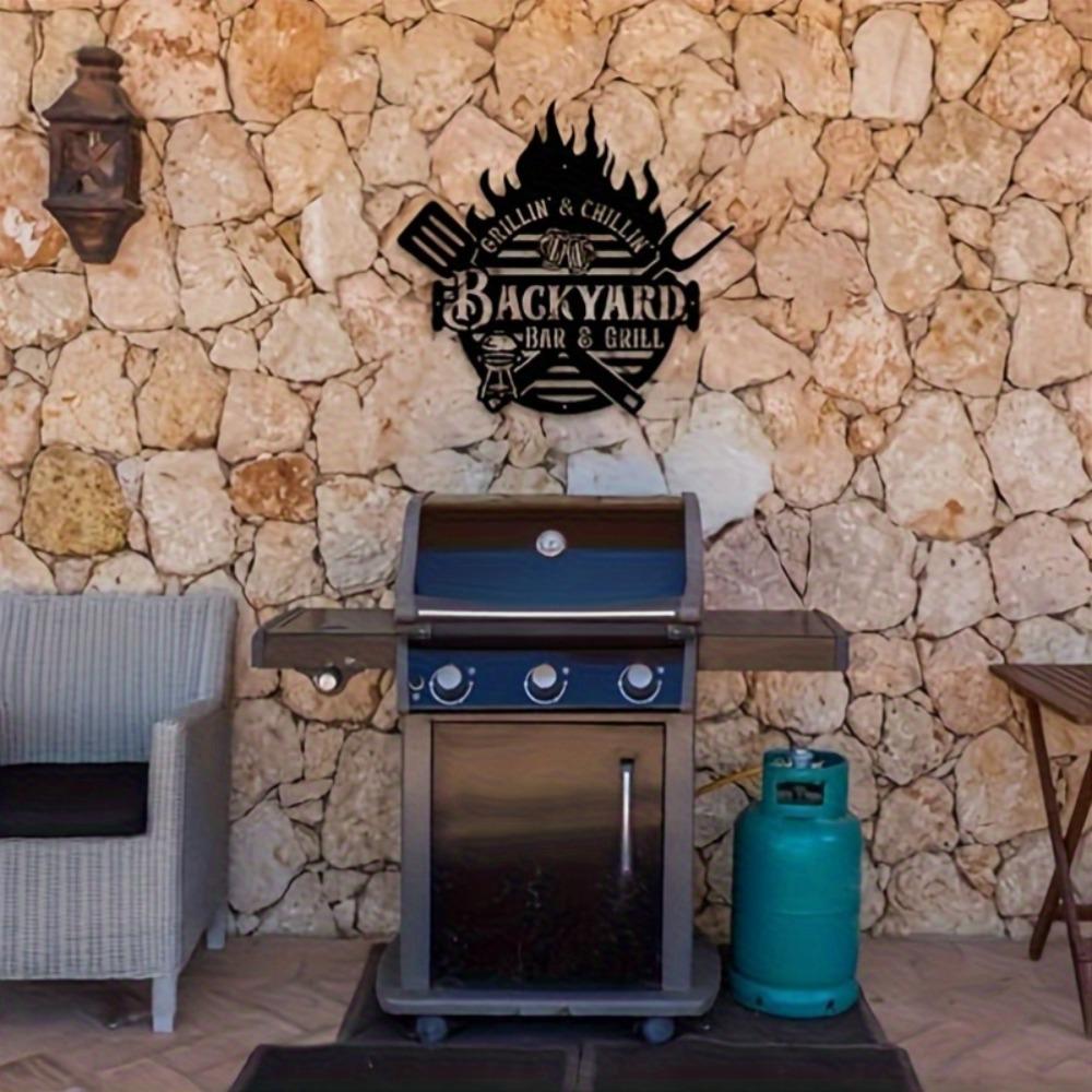 

Metal Backyard Bar Grill Sign 16 Inch Outdoor Kitchen Decor Plaque Patio Man Cave Wall Art Statue EFAFWE