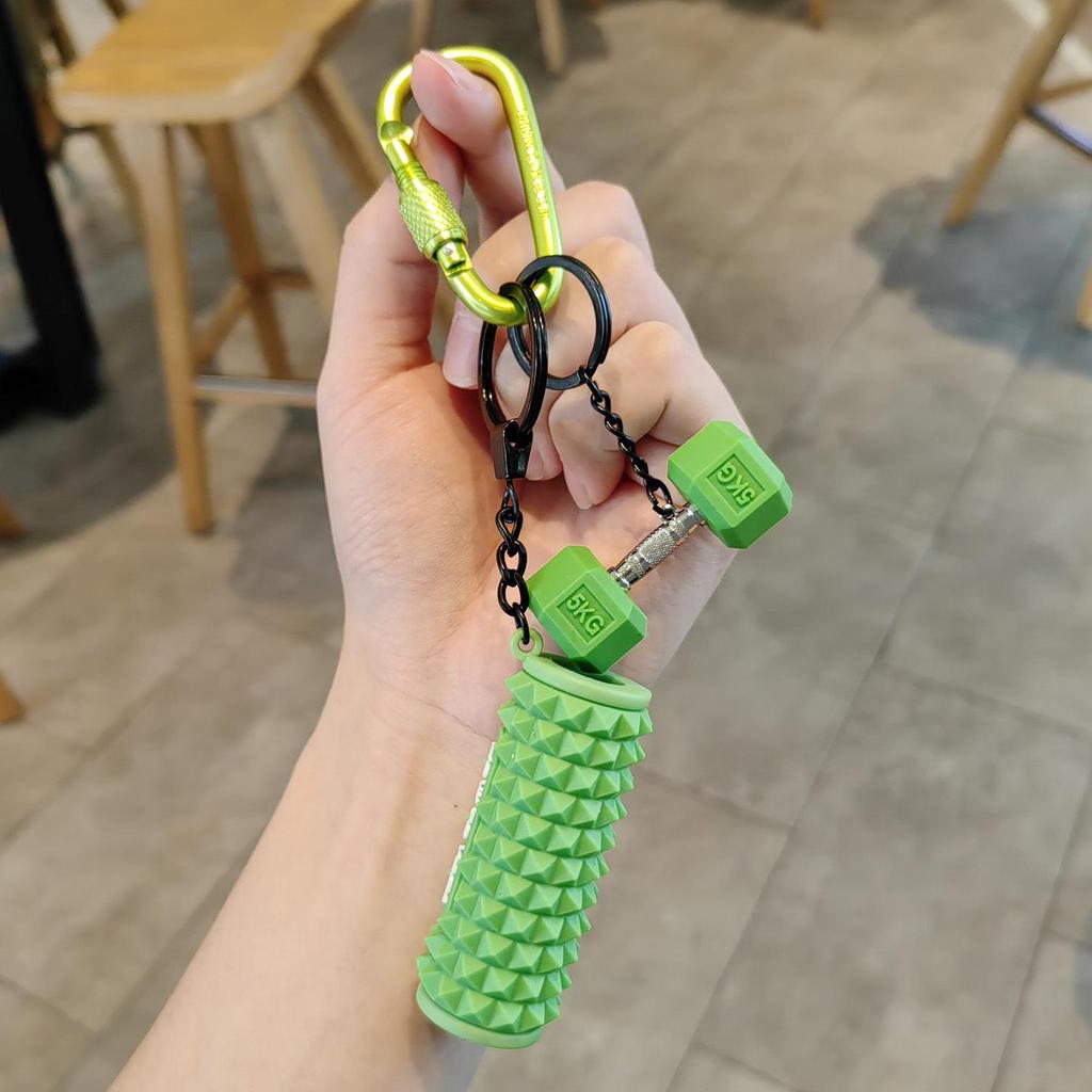 Mini Foam Roller Dumbbell Keychain: Stylish Fitness Pendant Gift for Men & Women