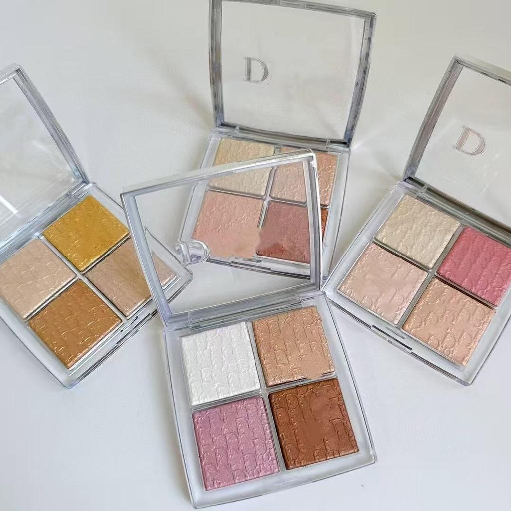 Four-Color Highlight & Contour Palette - Matte, Brightening, Glitter Finish for Eyes and Nose