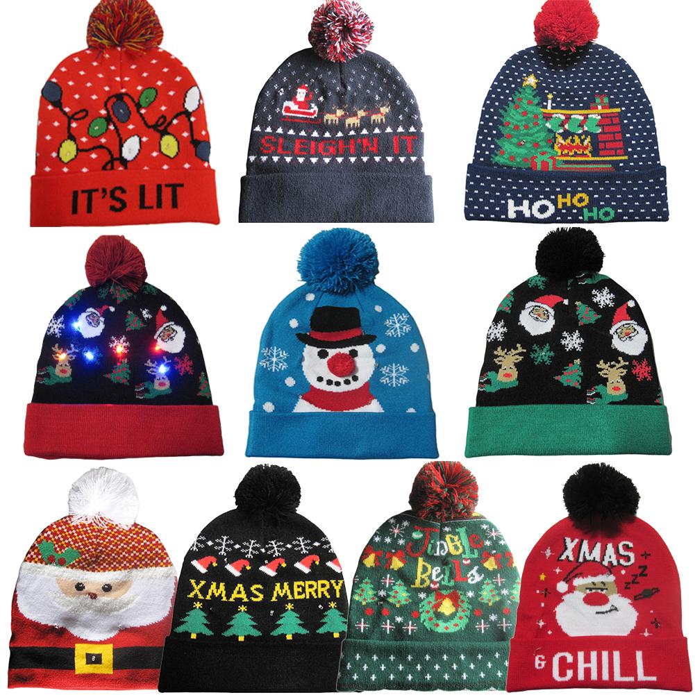 Christmas LED Light Knitted Hat Beanie Cap Lovely Shiny Gift Adult Kid Decor Christmas LED Light Knitted Hat Beanie Cap Lovely Shiny Gift Adult Kid Decor