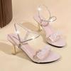 This Year's New Sandals Women's Summer Medium Heel Crystal Heel High Heel Thick Heel Summer Two Wear Rhinestones Outside Cool Slippers