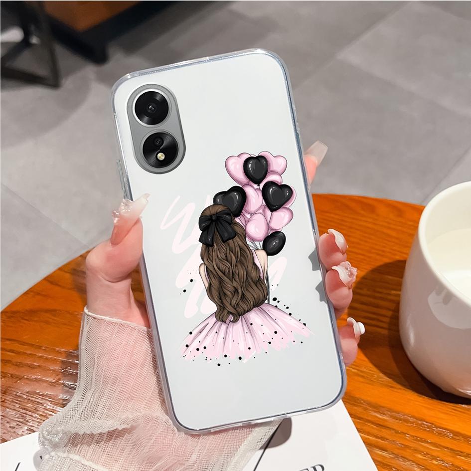Dla OPPO Reno10 Pro A38 A79 A98 Realme 10 11 Narzo N53 Case śliczne moda astronauta dziewczyna przezroczysty miękki silikon TPU matowe etui na zderzak OPPO