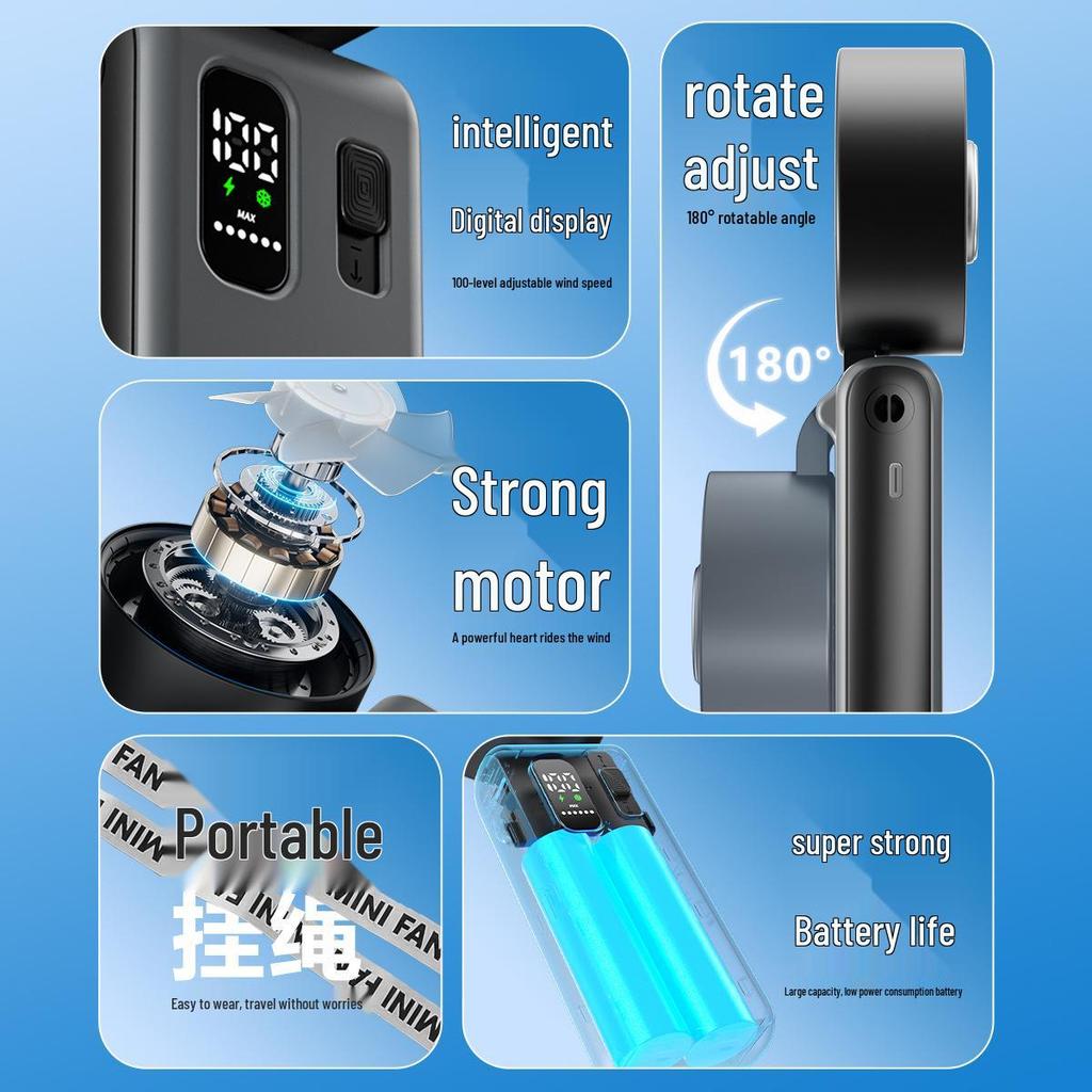 Portable USB Rechargeable Mini Handheld Fan with Folding Design and Silent Operation