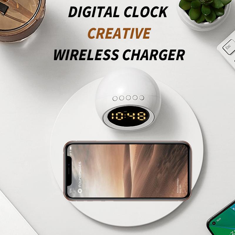Wireless Charger Time Alarm Clock LED Lamp Phone Chargers Fast Charging Dock Station for iPhone 14 13 12 Samsung S21 S20 Xiaomi