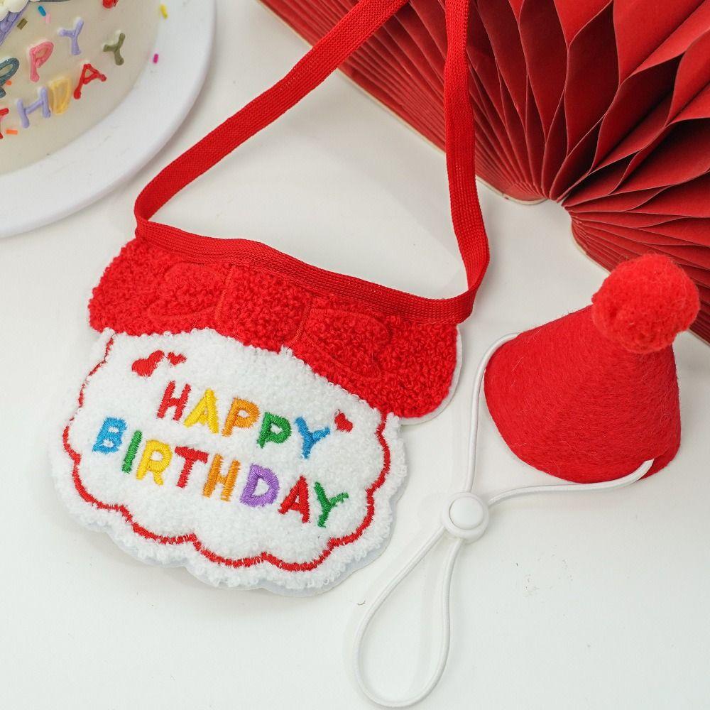 Pets Pet Birthday Scarf Hat Set Pets Birthday Party Pet Scarf Ins Style Pet Costume  Dog