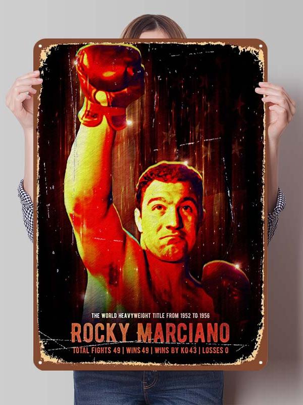 Rocky Marciano Bokser Metalowe Plakaty Vintage Dekoracja Wnętrz Niestandardowe Bokserskie Metalowe Tabliczki Cyny do Dekoracji Ściennej Retro Dekor