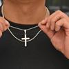 Vnox Men's Classic Cross Pendant Necklace, Stainless Steel Rope Cuban Blade Chain, Handsome Layered Neck Chains