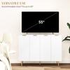 Dressoir Buffetkast, Moderne Keuken Opbergkast met Verstelbare Planken en Metalen Poten, Wit