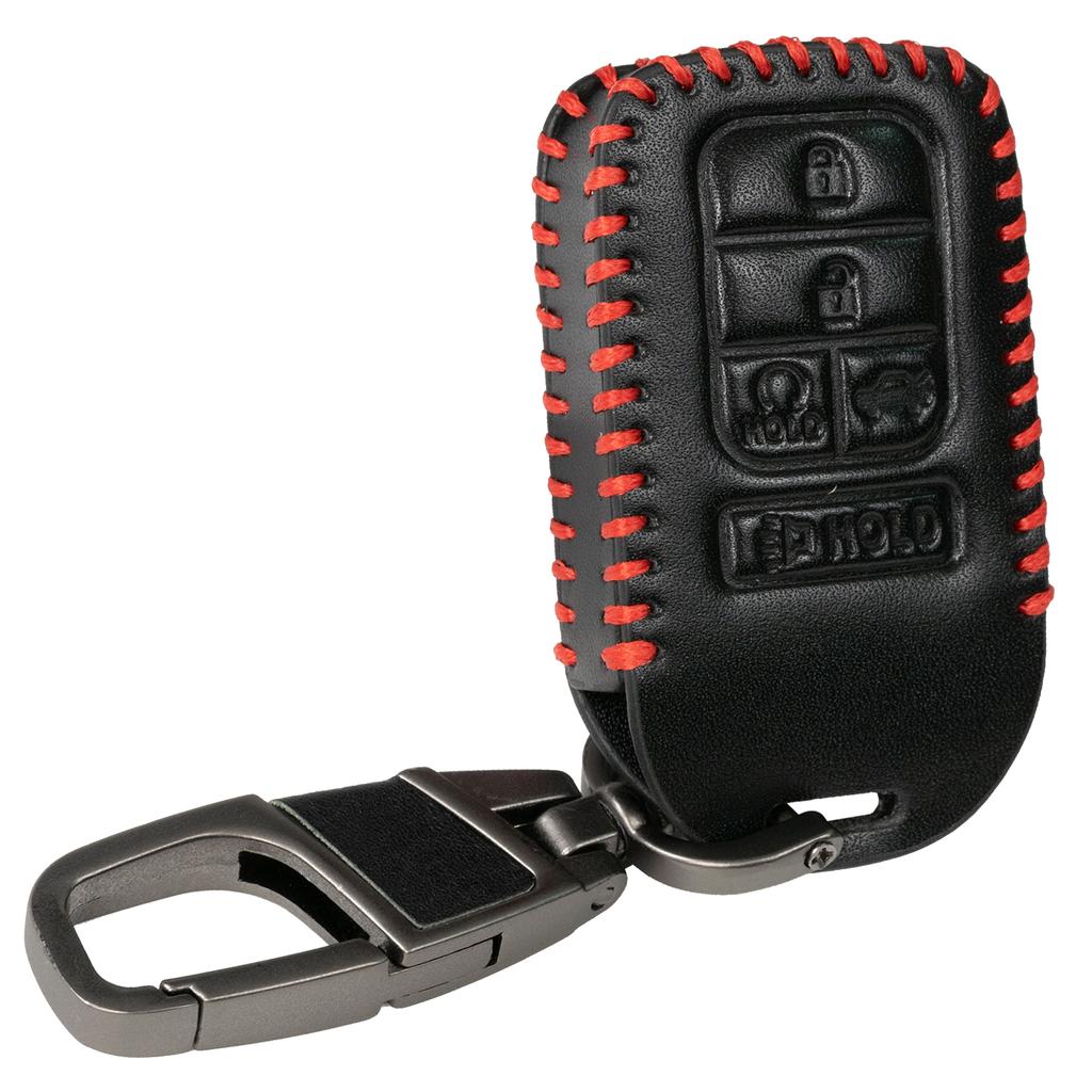 5 Button Remote Smart Car Zinc Alloy Key Fob Chain Ring Cover Case Keyless Entry PU Leather For Honda Pilot Civic Accord 2023