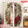 2pcs 2D Flat Printing Christmas Window Curtains Santa Claus Holly Wreath Classic 100% Polyester Without Electricity 0 Perfect