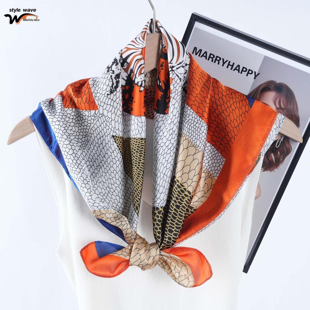 70CM Women's Zebra Print Faux Silk Satin Scarf - European American Fashion, Lightweight Summer Shawl