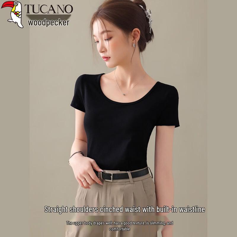 Woodpecker Women's Slim Fit Cotton Round Neck T-shirt