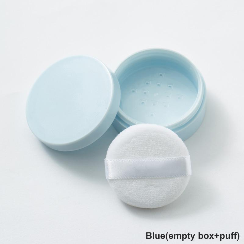 Loose Powder Jar with Puff Refillable Empty Box with Sifter Grid Lid Cosmetics Container Plastic Packaging Case, Makeup Tool, 5g