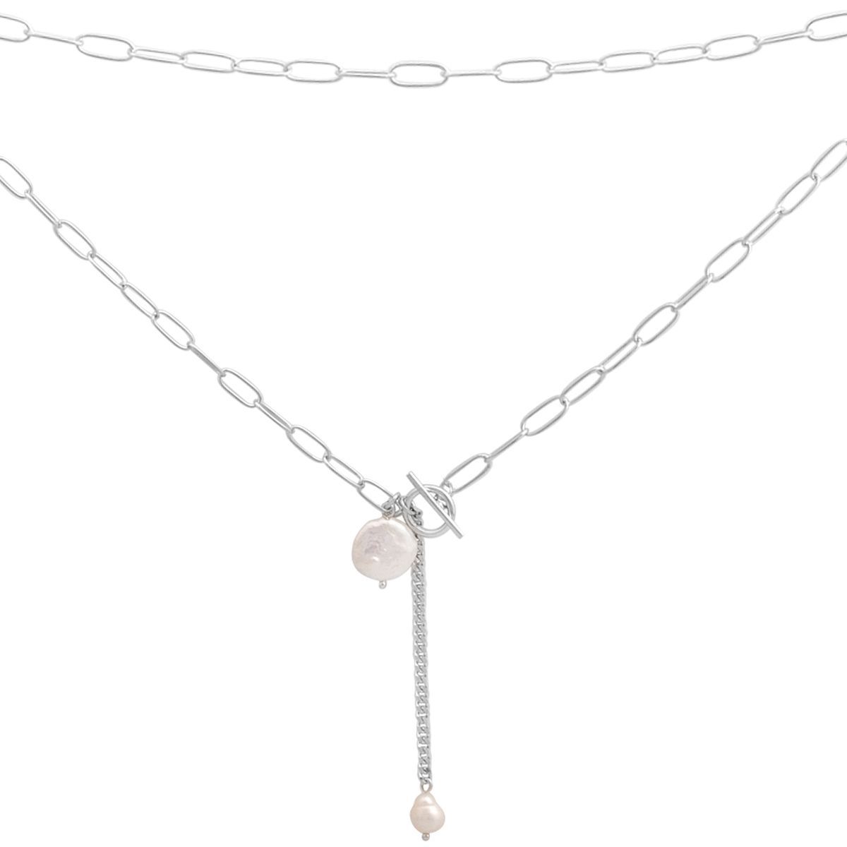 

Срібне кольє з натуральними барочними перлами, вага виробу 7,31 гр (2186779) 45cm білий