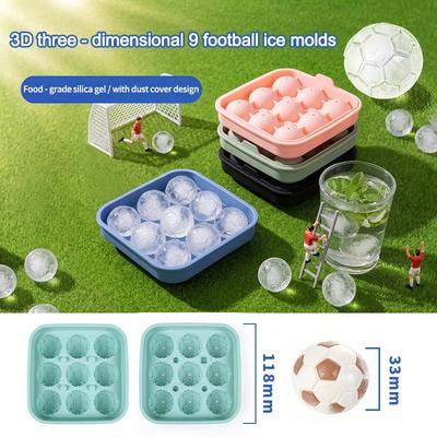 4/9 Grid  Football Theme Ice Cube Mold Silicone Kitchen Ice Cube Make Tray Barware Round Ice Cube Molds For Beer Cocktail