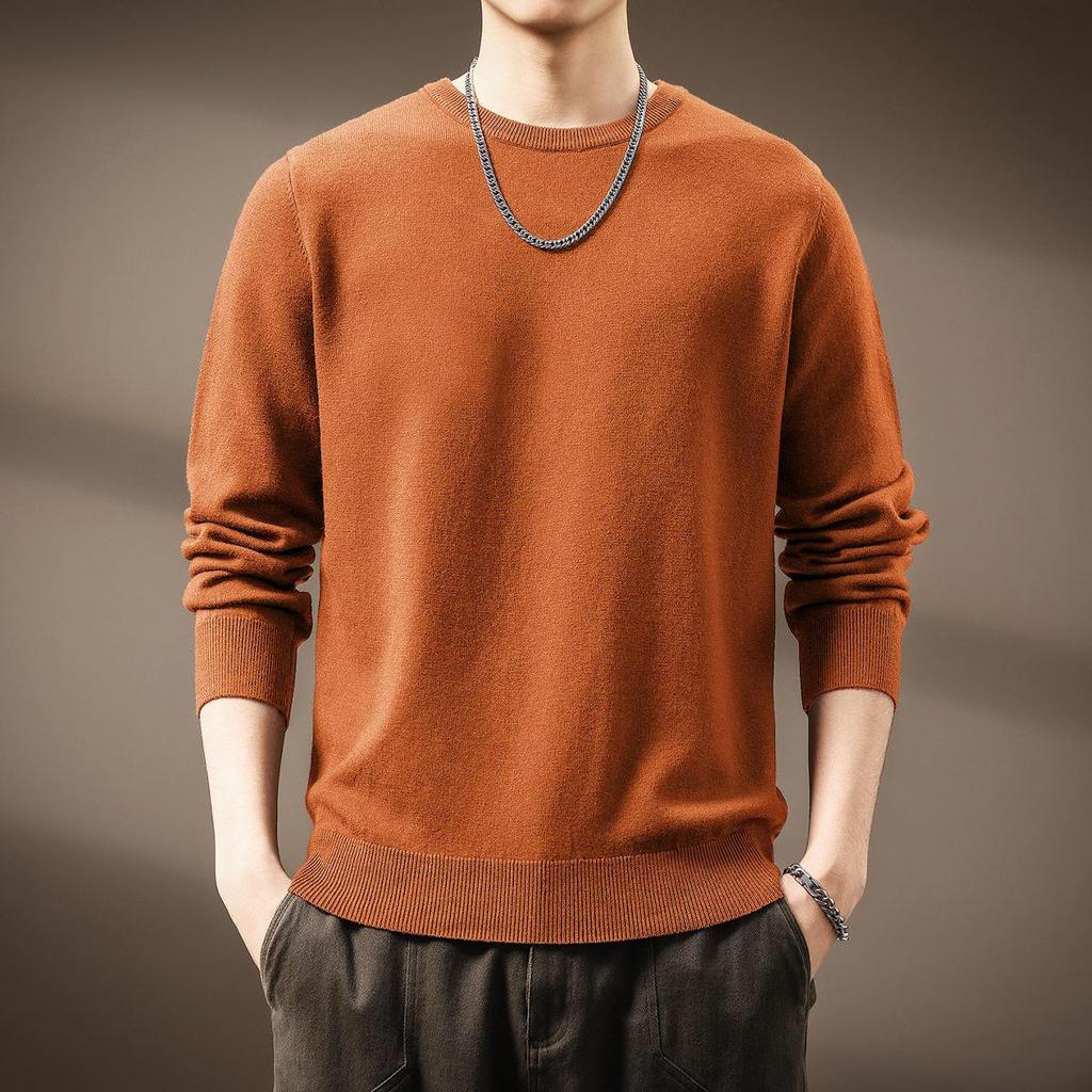 Pull en Maille Douce Couleur Unie Haut de Gamme pour Homme - Hiver Décontracté Col Rond