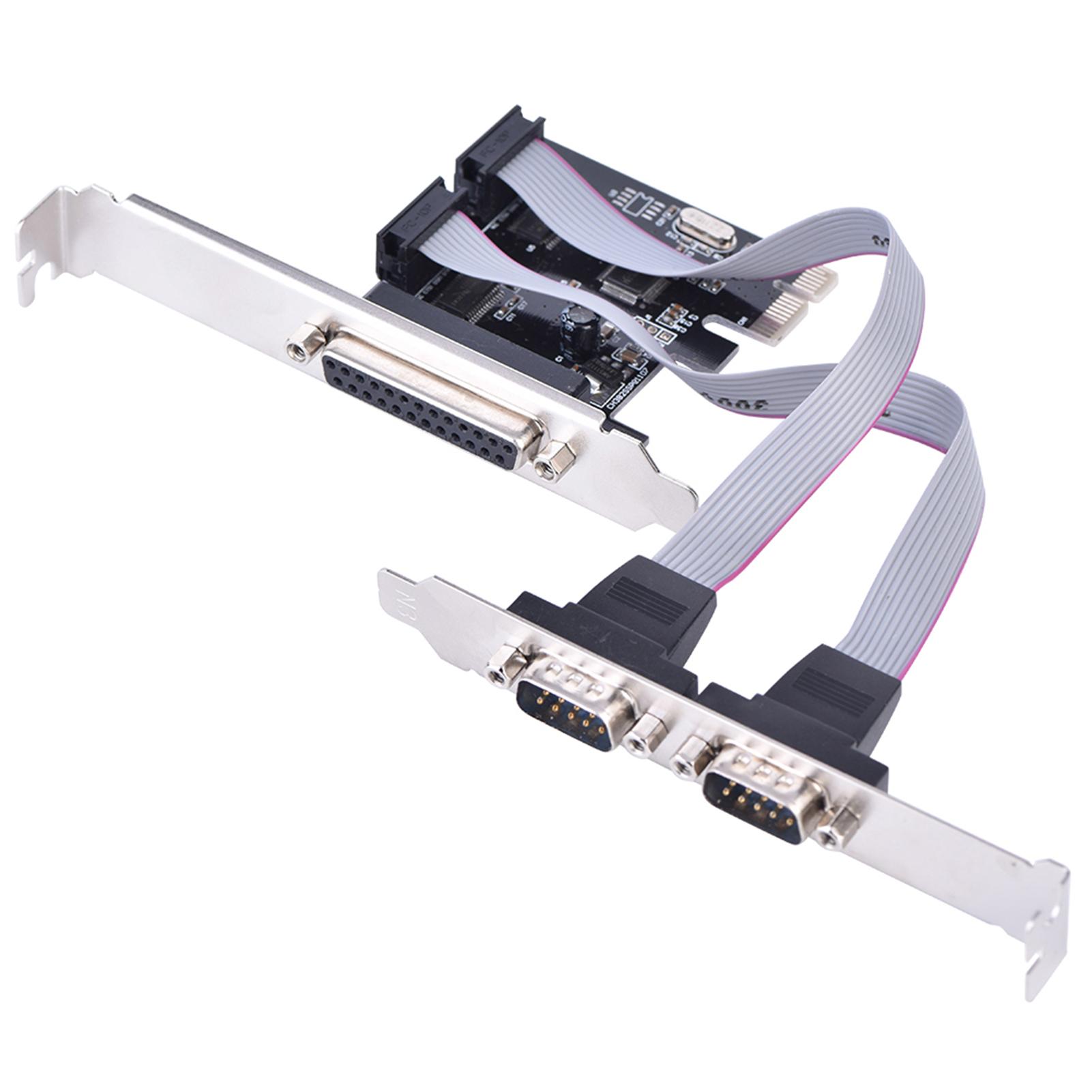 

PCIE to 2 DB9 RS232 Serial Ports 1 DB25 Parallel LPT Port Adapter Card for Desktops