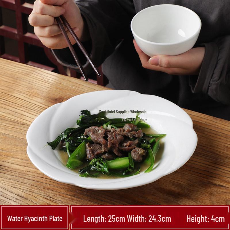 Ceramic Pure White Irregular Wok Pan Fish Plate - Cold & Hot Dish Oven Safe.