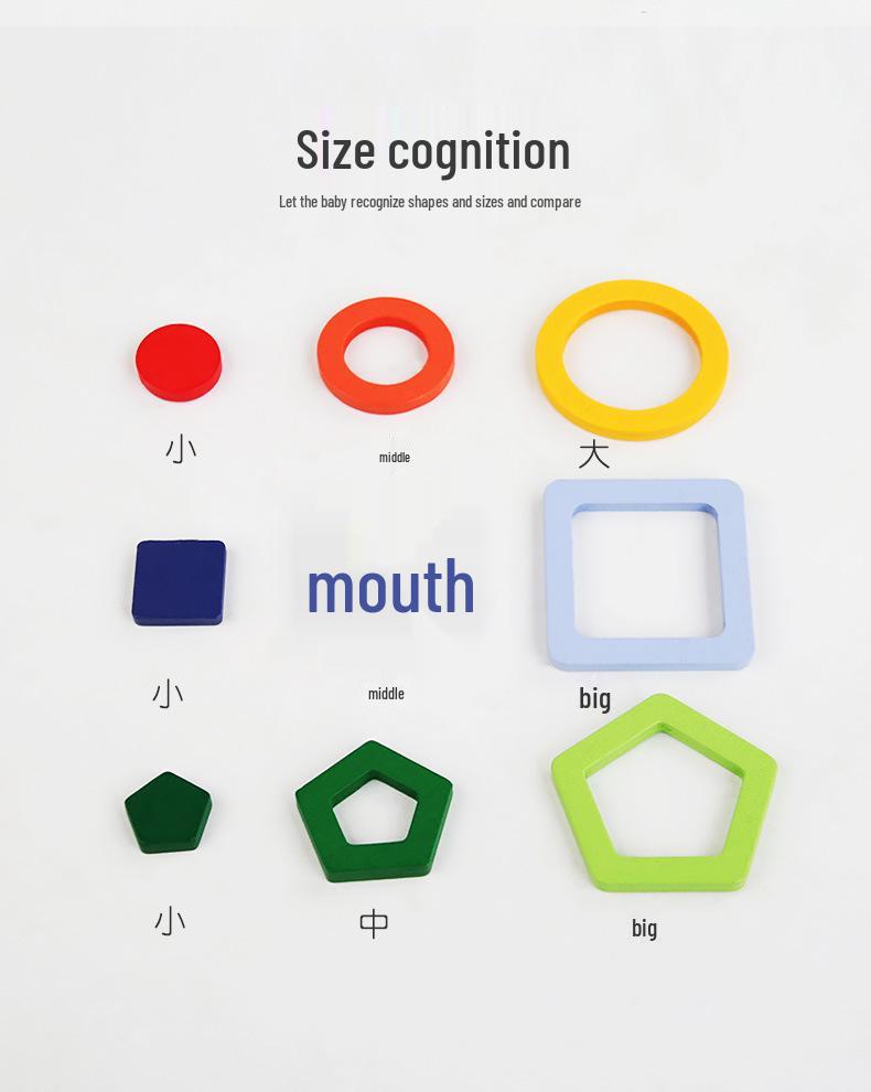 Montessori Toddler Wooden Bear Stacking Rings for Shape Recognition and Concentration Training