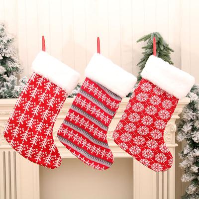 Christmas Socks Knitwear Stockings Christmas Large Socks Red and White Striped Gift Bag Children's Gift Bag