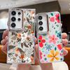 Plating Lens Petal Leaves Flower Case For Samsung Galaxy S24 S23 S22 Ultra S21 S20 FE A34 A52 A53 A14 A15 A25 A35 A55 A54 5G