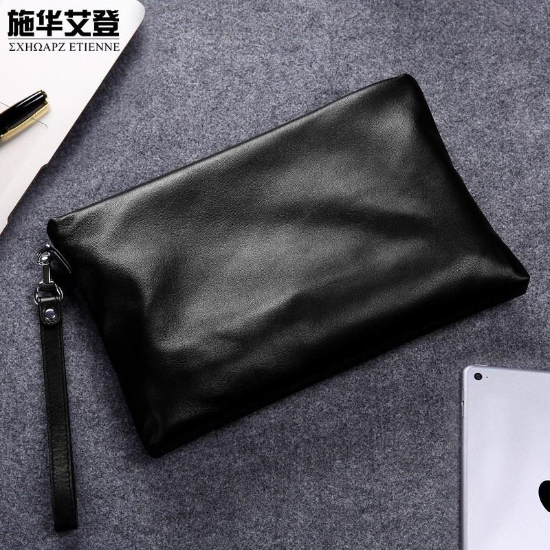 New Men s Bag Leather Casual Handbag Head Layer Letter Package Large Capacity Soft 27x17x5