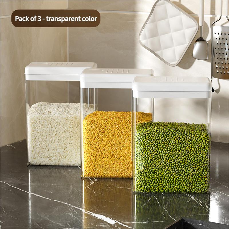 Transparent Plastic Kitchen Storage Jar Sealed Moisture Proof Insect Proof for Grain Snack Dried Fruit - Food Storage Container