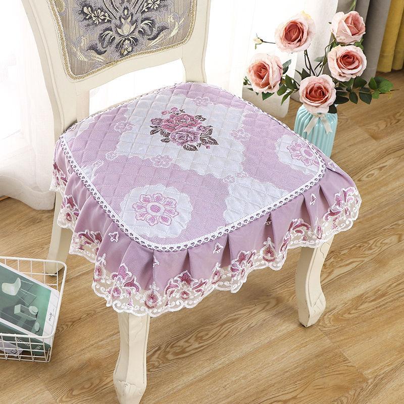 Dining Chair Cushion European Printed Seat Cushions with Lace Quality Four Seasons Stool Seat Mat Non-slip Buttocks Pad