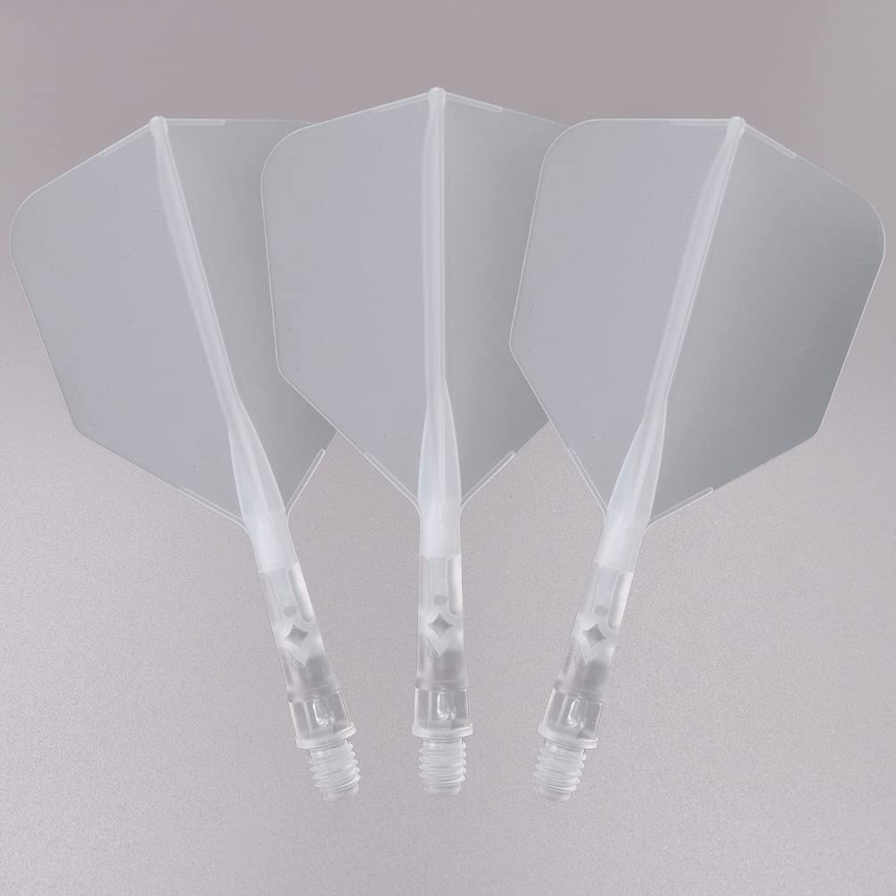 CUESOUL ROST T19 Integrated Flights, Big Wing Shape, Two-Tone Color, Clear Flights + Clear Shafts, Small Size, Set of 3 (CS-AK579-7S)