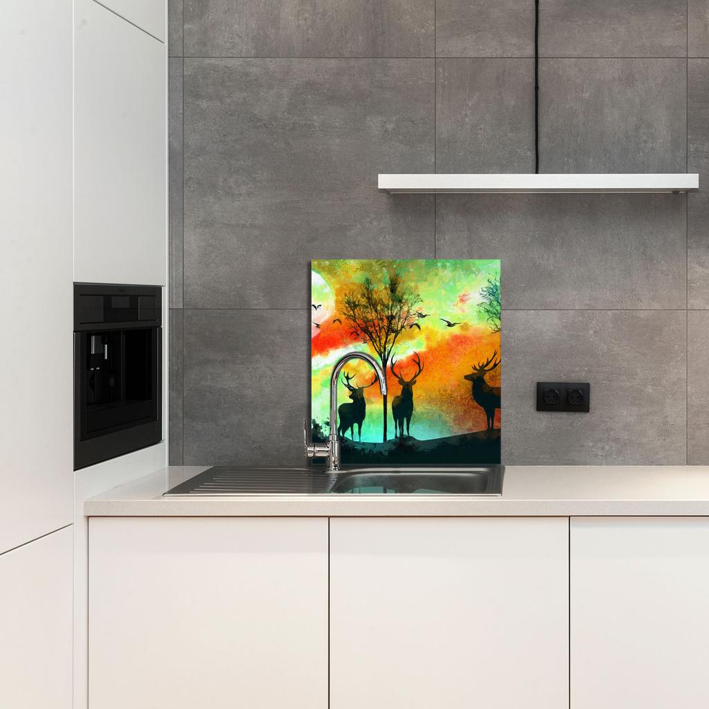 PANEL SZKLANY DO KUCHNI 60x65 Jeleń