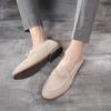 Fashion Men's Casual Shoes Cow Suede Genuine Leather Men British Style Bowknot Loafers Mens Slip-on Outdoor Driving Flats
