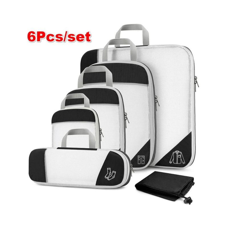 6-teiliges Reiseverpackungs-Würfel Aufbewahrungstasche Verpackung Komprimierte Reisegepäckverpackung Aufbewahrungstaschen-Set