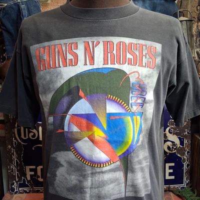 Vintage 1991 Guns Roses Illusion Rare Graphic Metal Rock Concert Tour 80s 90s Single Stitch Music Fan Band Cotton T Shirt 42 L