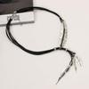 Bohemian Damen Strass Feder Anhänger Kunstleder Seil Halskette Schmuck