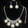 Bridal Pearl Necklace Banquet Dress Rhinestone Earrings Bracelet Ring Four-Piece Set Jewelry Dress