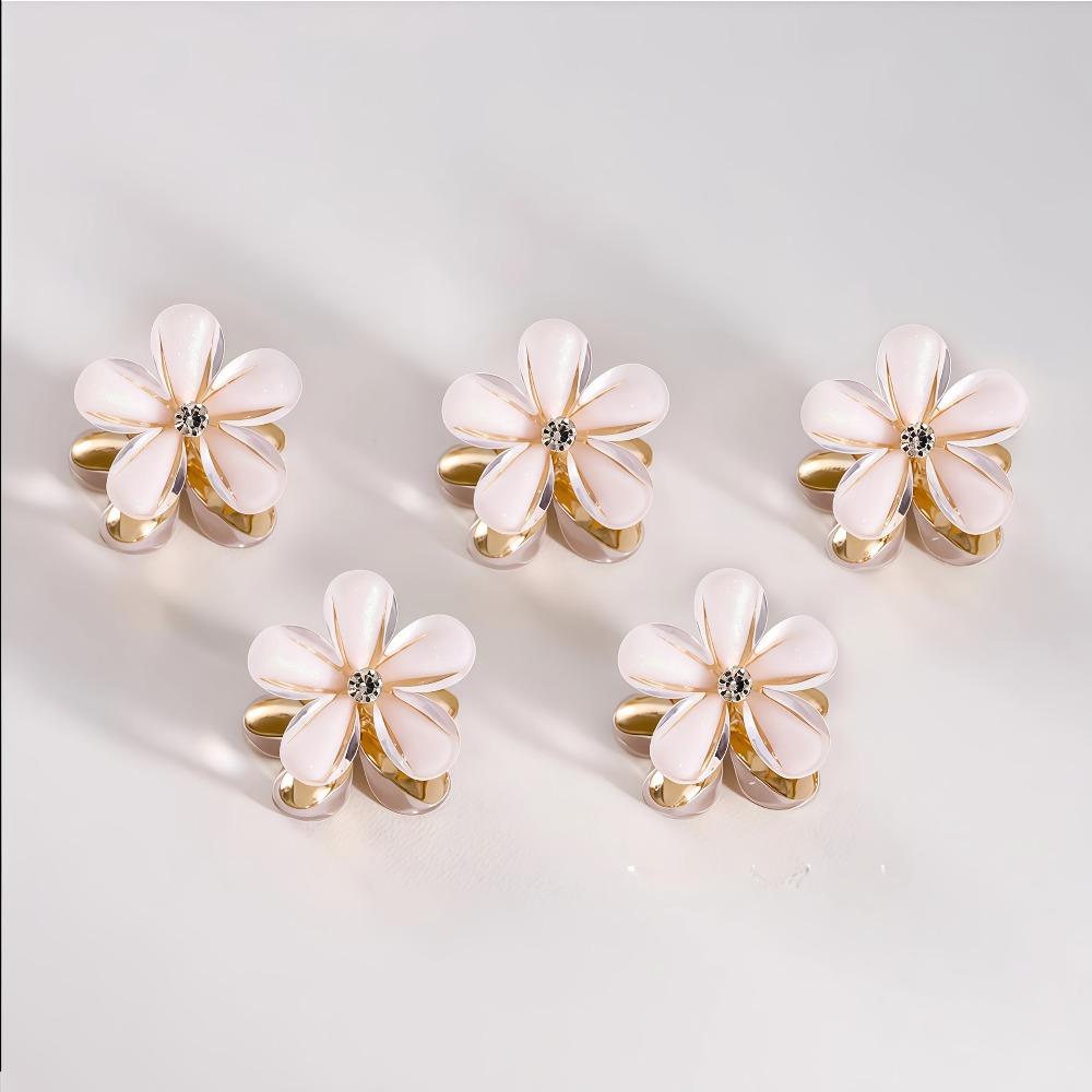2pcs White Petal Styling Hairpin, Pearlescent Texture Shiny Flower Heart, Women's Daily Sweet Hairstyle Embellishment, Fresh Wind Small Gift