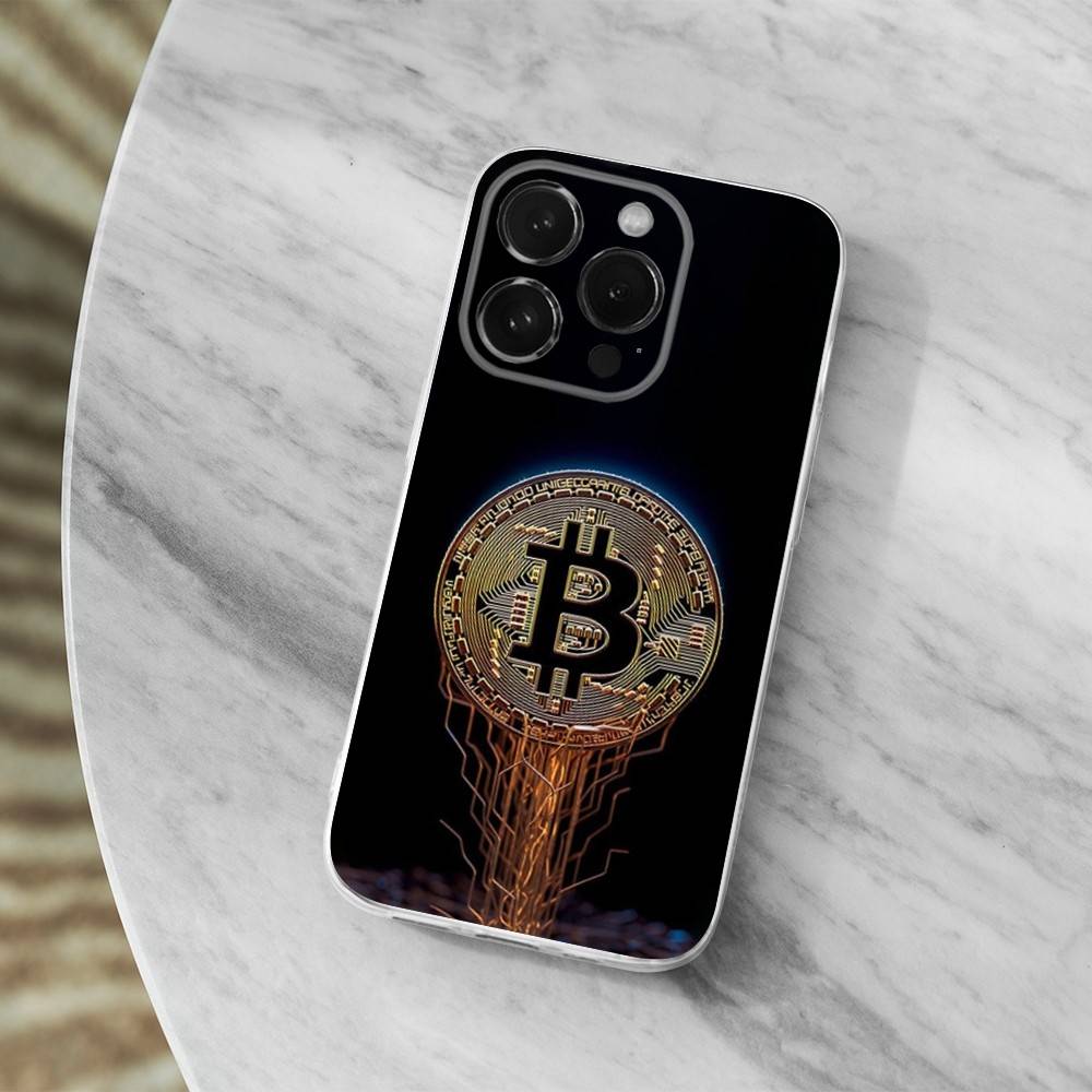 Digital Art Bitcoin Phone Case For iPhone,14,13,XR,SE,12,15,Pro,Max,Plus,11,17,16,X,XS,Mini Transparent Soft Cover
