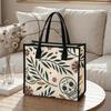 Bohemian Skull Floral Canvas Tote Bag Casual Daily Shoulder Handbag for Ladies