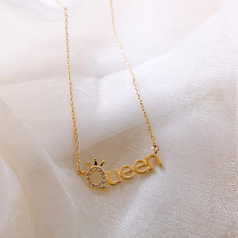 Real Gold Plated Copper Clavicle Necklace with Zircon Letter Pendant - Versatile & Stylish Design for Women