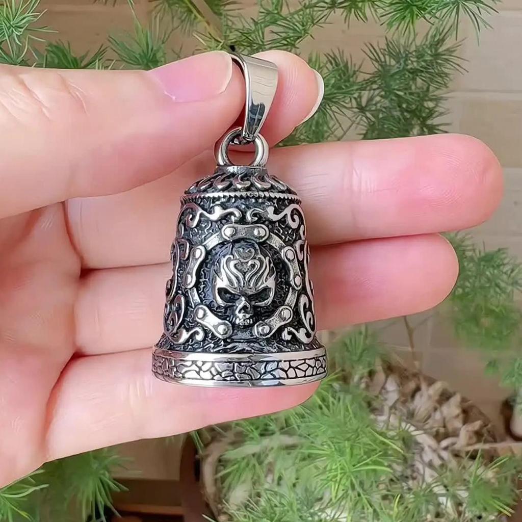Biker Bells for Motorcycles Metal Motorcycle Skull Charm Weatherproof Motorbike Accessories Handmade Rider Key Chain Ornament