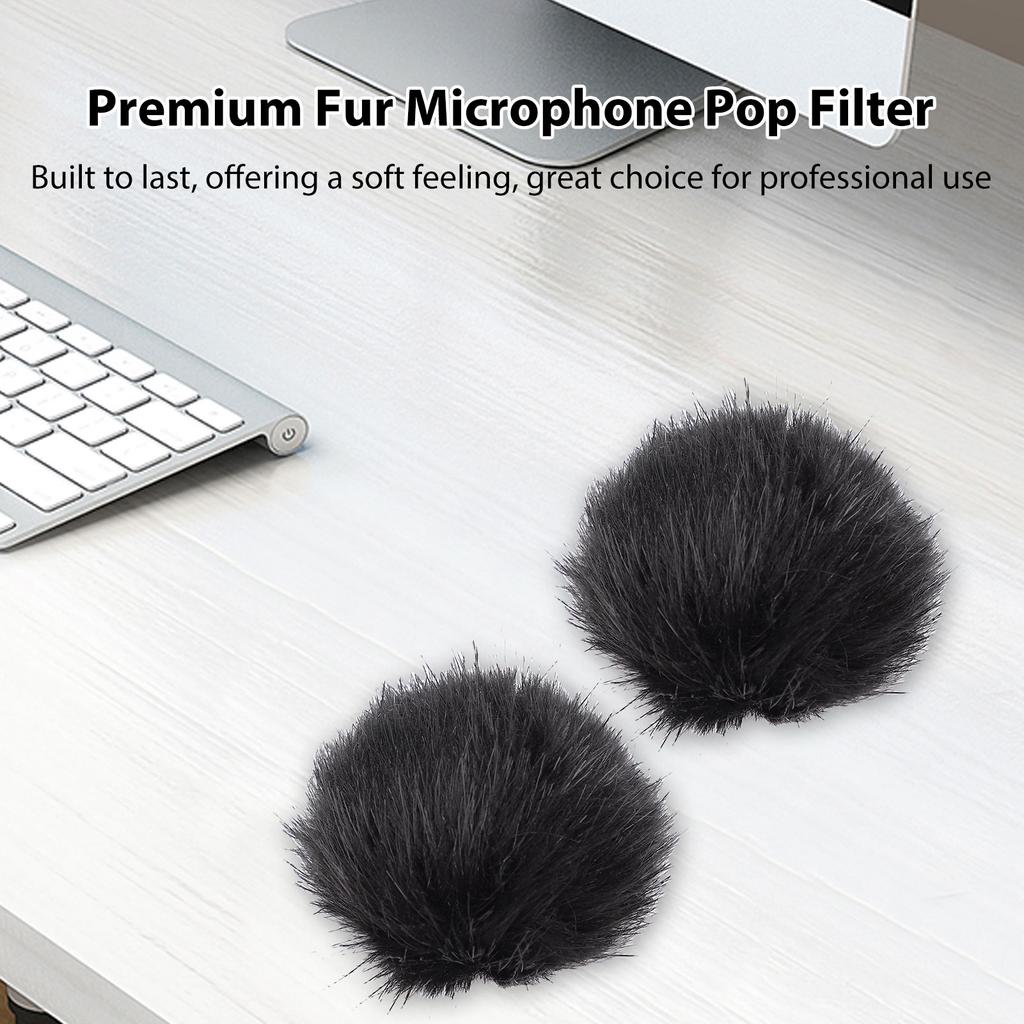 2PCS Mic Pop Filter Ambient Noise Reduction Furry Microphone Windscreen Improve Sound Quality