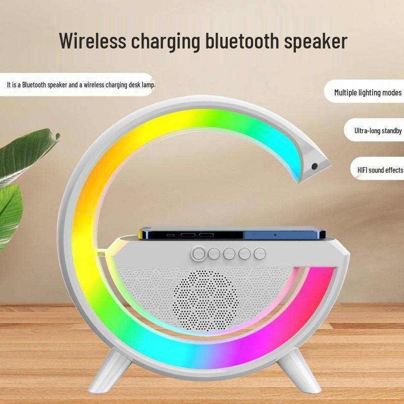 

3401 Bluetooth-динамік: Багатофункціональний нічник з будильником та бездротовою зарядкою 23.5 cm x 8 cm x 23.5 cm